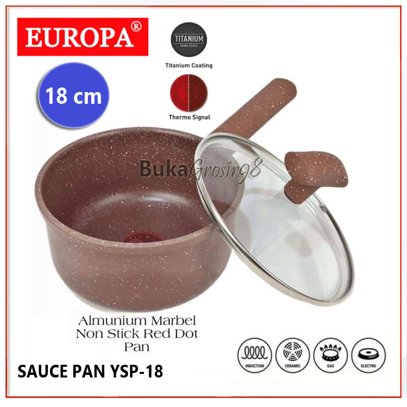 EUROPA SAUCE PAN NON STICK ALUMINIUM 16 CM &amp;18 CMPANCI SUSU ANTI LENGKET RED DOT