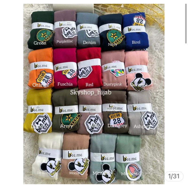 HIJAB BEE.ME SERIES PATCH-KERUDUNG SEGIEMPAT SIZE 115x115CM JILBAB POLOS