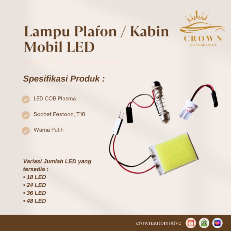 Lampu LED Plafon Mobil COB / Lampu Kabin Mobil LED / LED COB Plasma