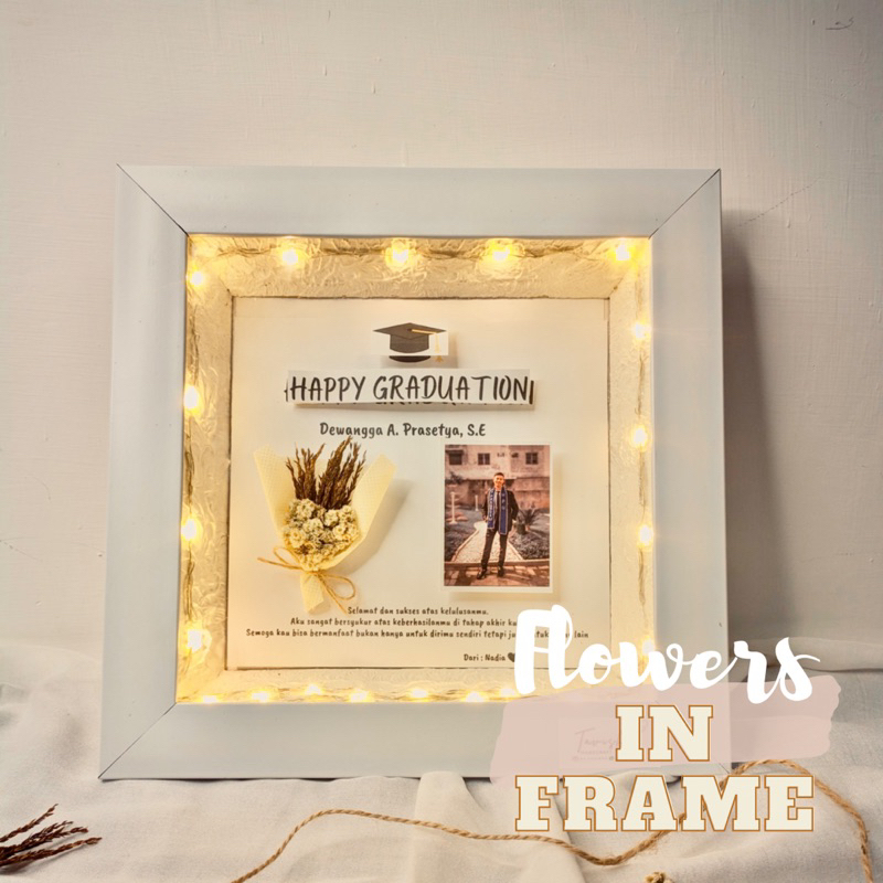 FLOWER IN FRAME FLOWERS 3D FRAME BOX KADO WISUDA BINGKAI MAHAR PERNIKAHAN BINGKAI BUNGA BUCKET FOTO 