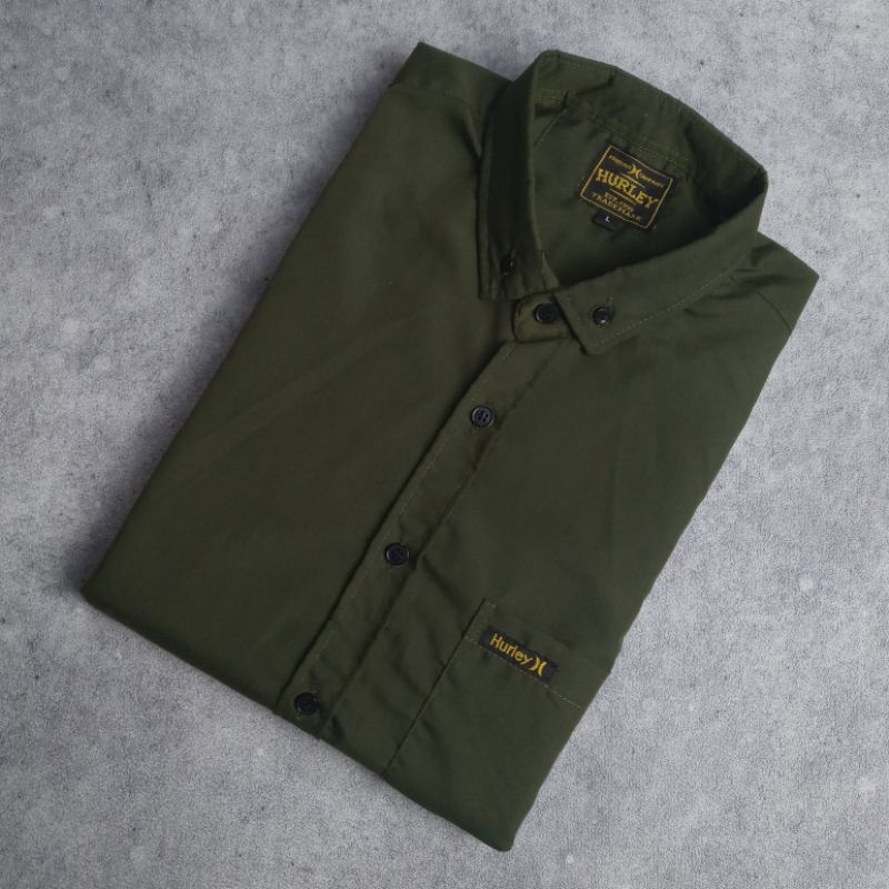 Kemeja Polos Pria Army Lengan Pendek Terhitz Terbaru Hem Cowok Baju Distro