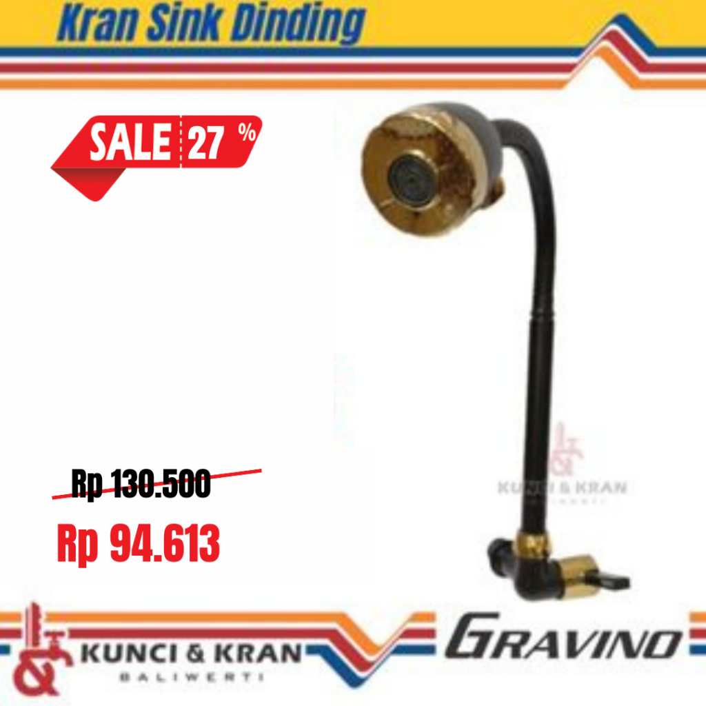 KRAN CUCI PIRING GRAVINO 2757 COLD FLEX BLACK+GOLD KERAN SINK TEMBOK HITAM + KUNING
