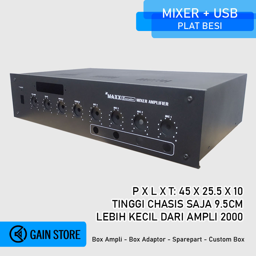 Box Ampli Besi Plat Kokoh Amplifier Mixer USB