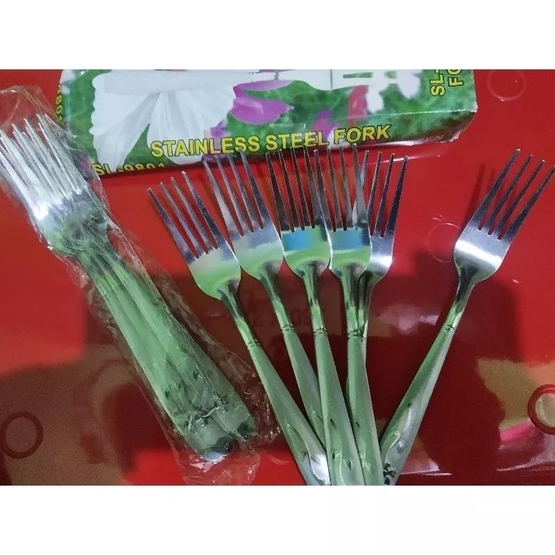 Sendok Makan Garfu Makan Stainless Bunga Tebal