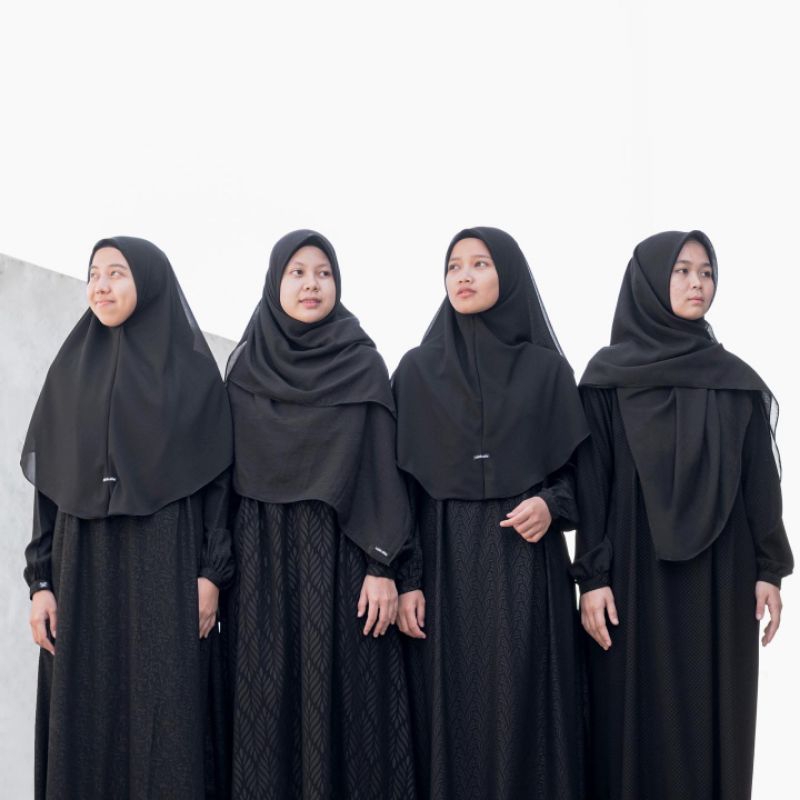Gamis Harra Terbaru Hijab Alila Embos Jetblack Hitam Busui Best Seller