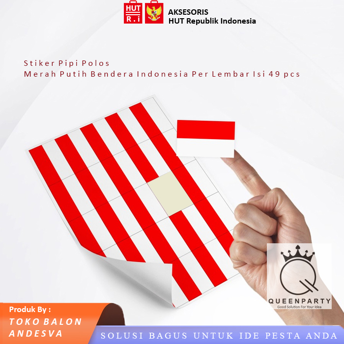 Stiker Pipi Merah Putih polos / Stiker Pipi Polos merah putih bendera indonesia / Stiker Bendera HUT