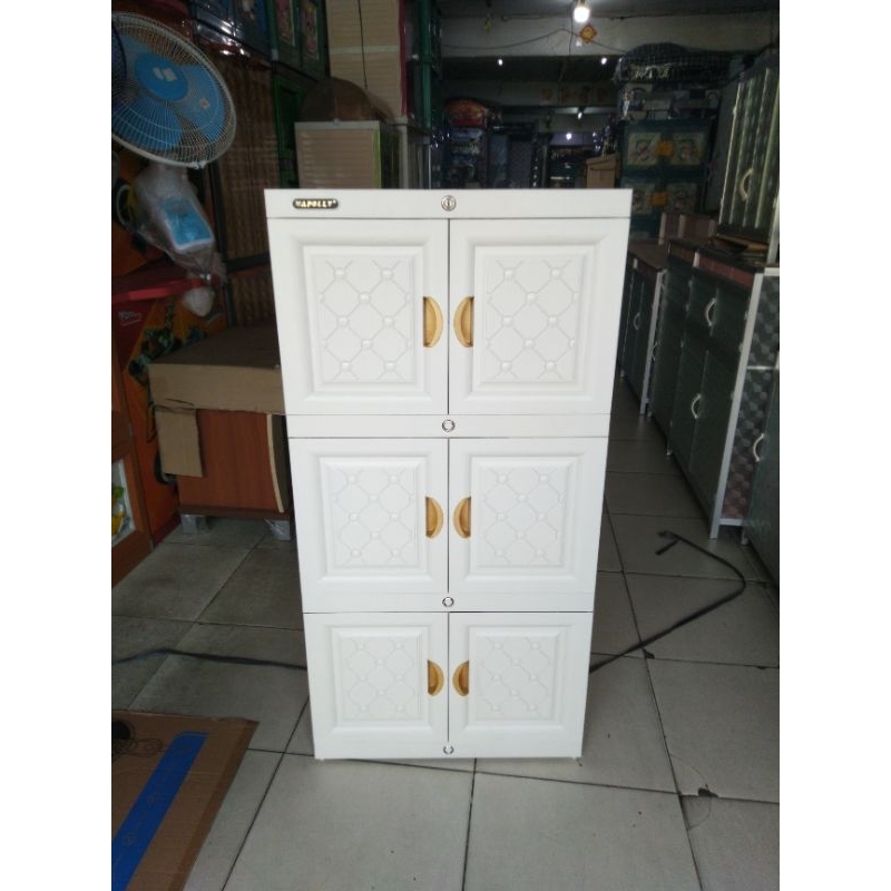 lemari plastik 3 susun minimalis kunci