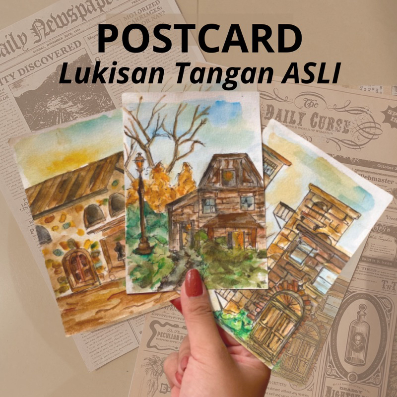 

Kartu Pos/ Postcard, Happy Birthday Card, Happy Graduation Card, Happy Anniversary Card, Watercolor Painting Illustrated, Lukisan Tangan