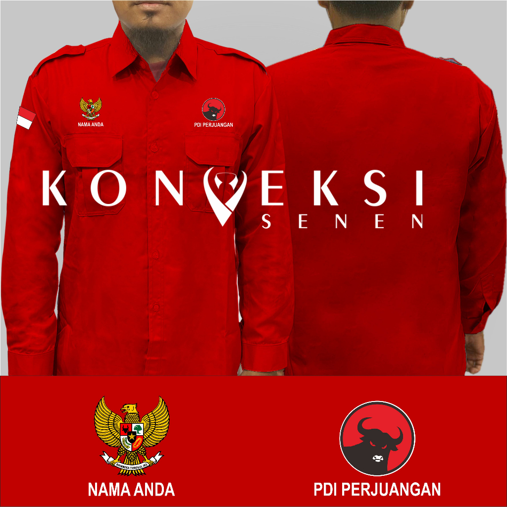 BIG size kemeja partai pdi terbaru baju PDI baju partai PDI baju PDIP kemeja PDI kemeja partai PDIP 