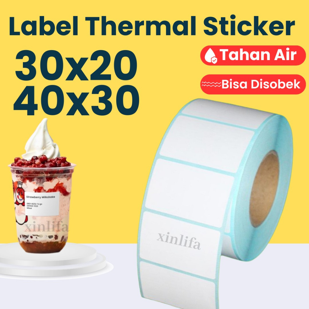 

Kertas Stiker Thermal 30X20mm & 40X30mm / Thermal Label isi 800 pcs