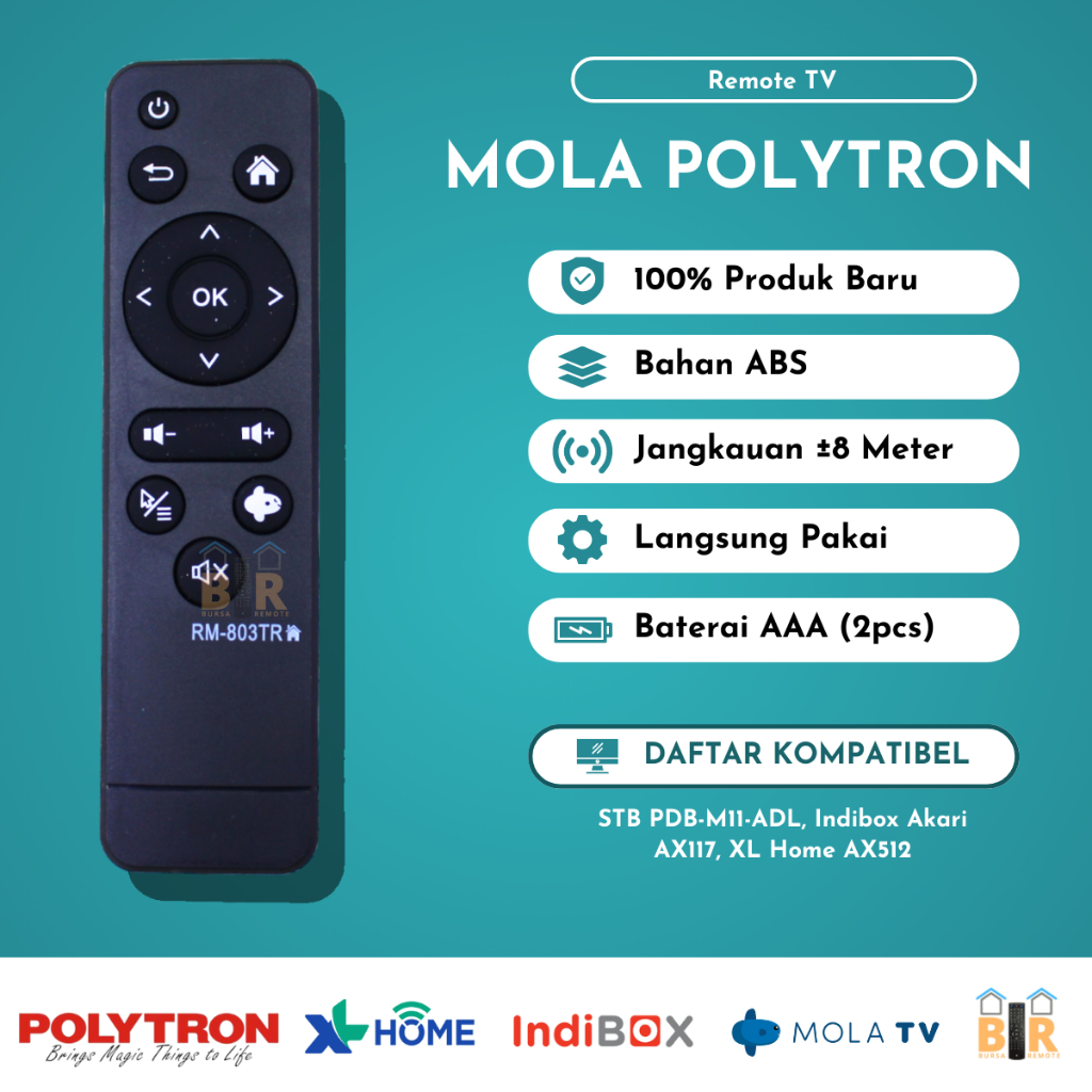 Remot Remote TV MOLA 803tr POLYTRON inibox Android stb tanpa setting