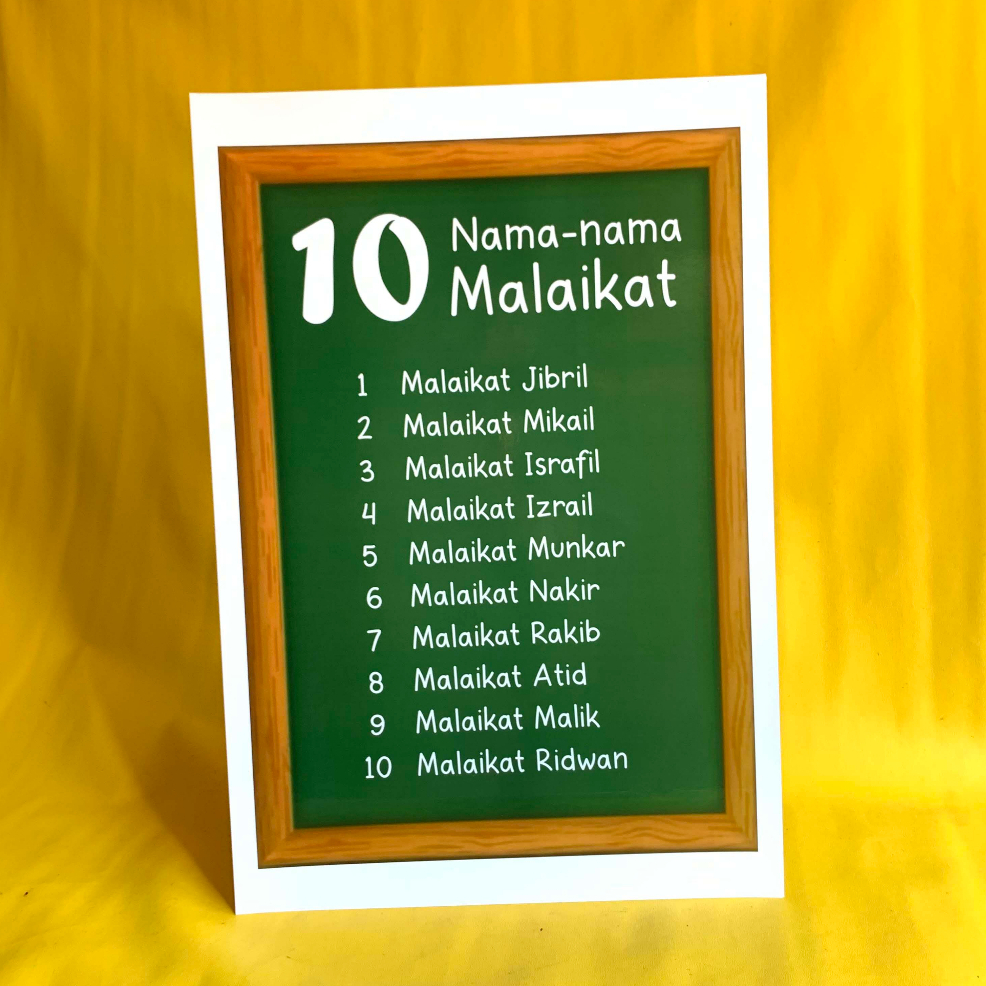 Poster Sekolah | Poster Mengenal 10 Nama Malaikat | Poster Mengenal Nama Malaikat |Poster Pendidikan