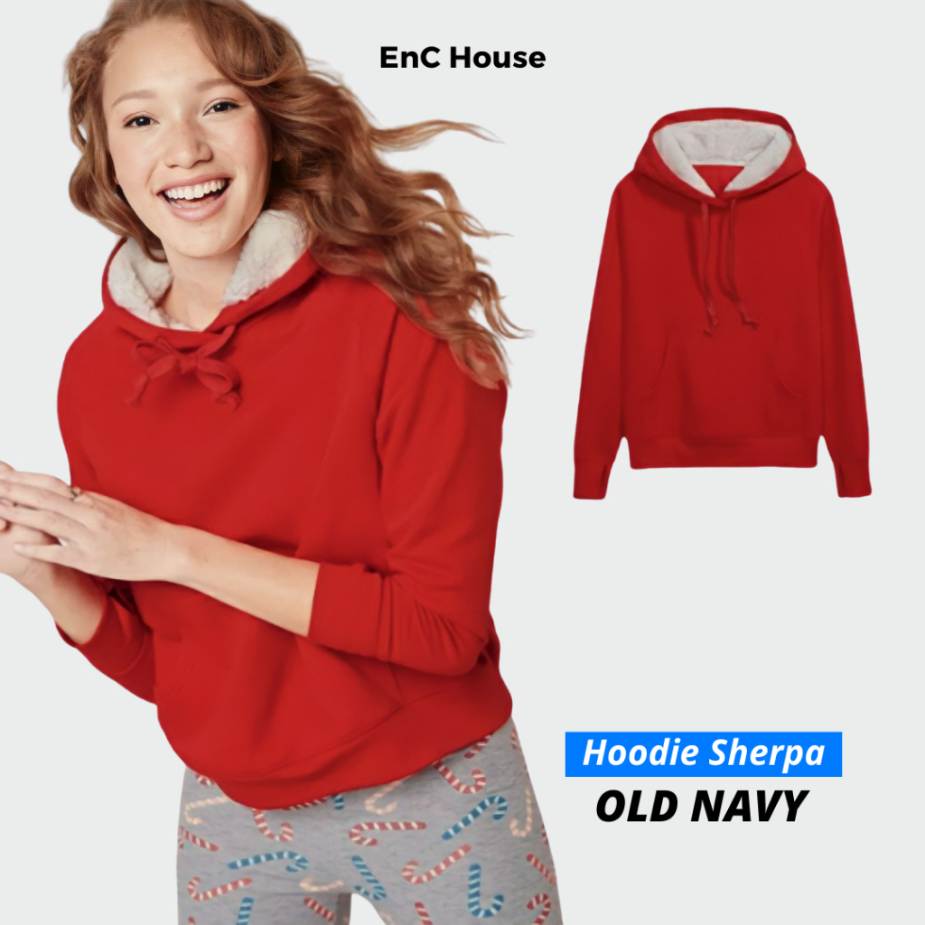 OLD NAVY SHERPA HOODIE JACKET JAKET TERBARU MODERN ORIGINAL MURAH- Hoodie Wanita Polos Fur - Super L