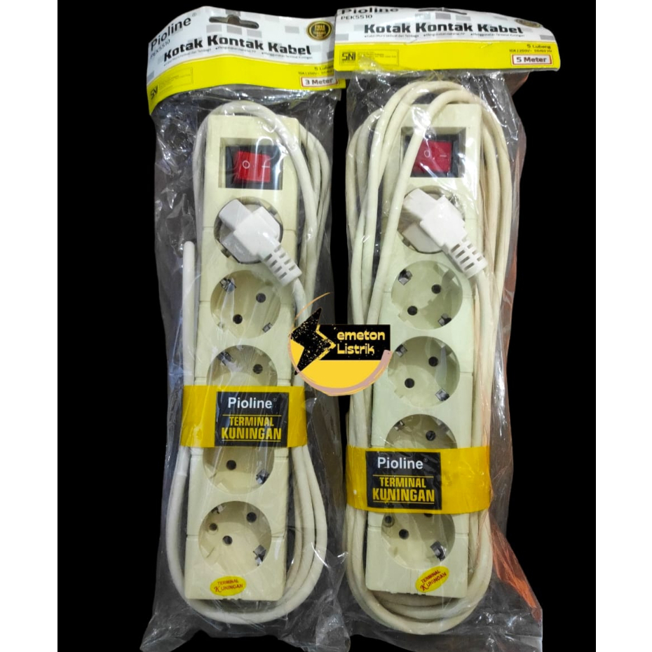 Stop Kontak Kabel 5 Lubang + Kabel  3Meter / 5Meter Pioline