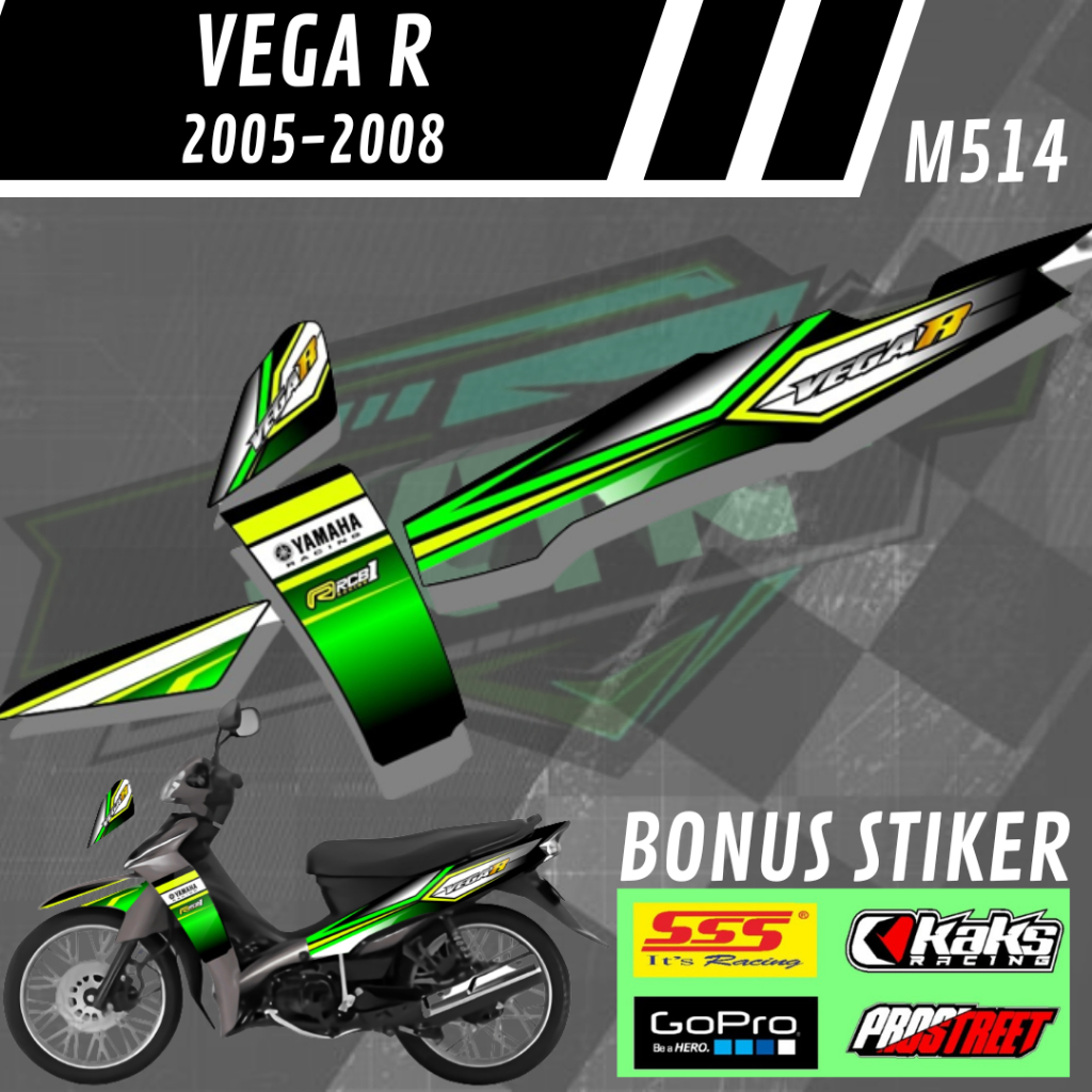 Lis Stiker Striping Yamaha Vega R Lama Old M514 Tahun 2005 2006 2007 2008 2009 List Sticker Aksesori
