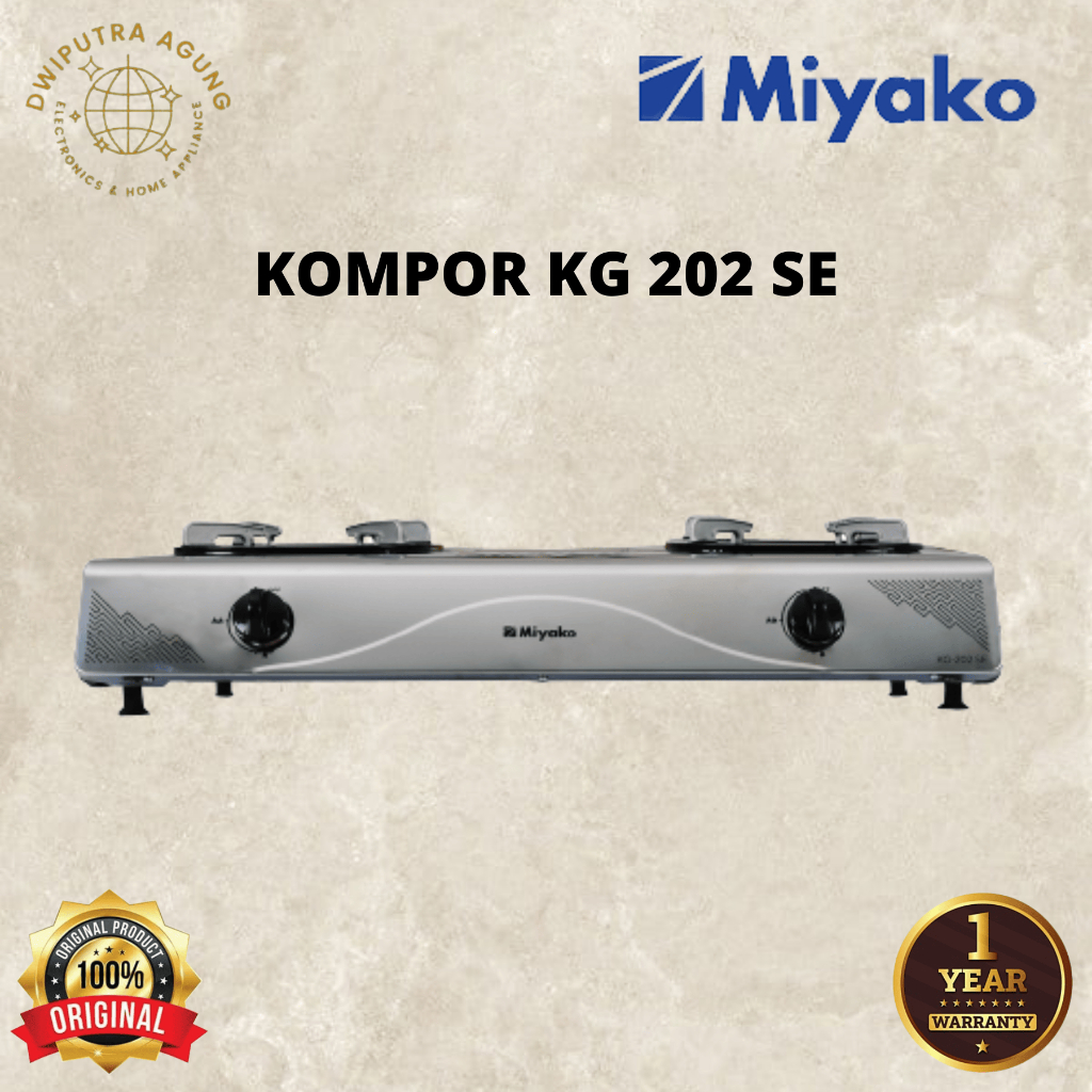 KOMPOR MIYAKO STAINLESS 2 TUNGKU KG 202SE / KG 202 SE BERGARANSI