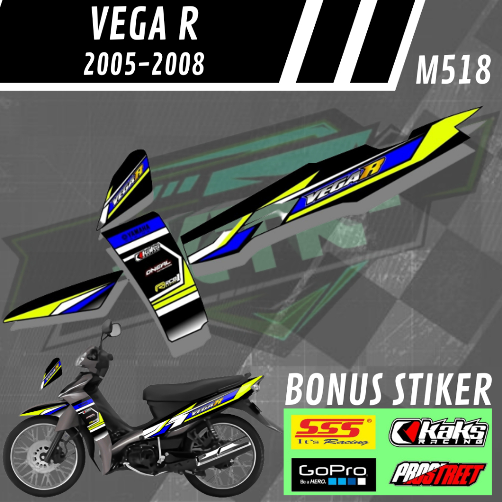 Lis Stiker Striping Yamaha Vega R Lama Old M518 Tahun 2005 2006 2007 2008 2009 List Sticker Aksesori