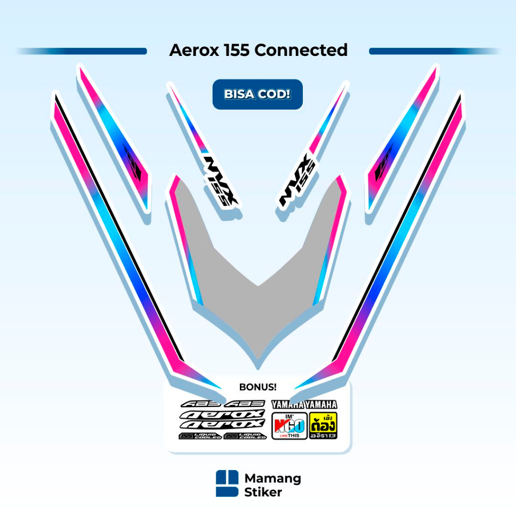 Striping Aerox Connected Variasi (17) New 2020 2021 2022 2023 Original 155 VVA NVX List Gold Doff Ma
