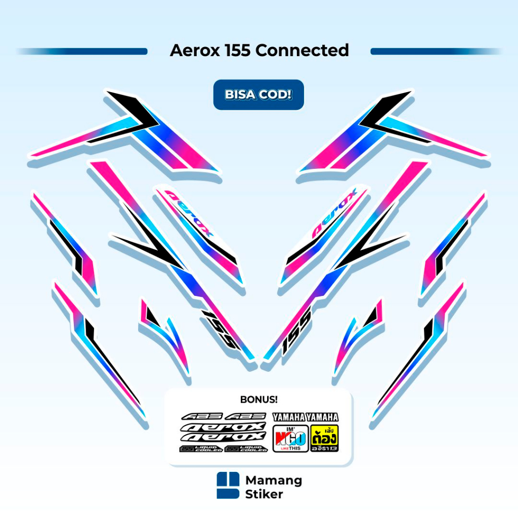 Striping Aerox Connected Variasi (22) New 2020 2021 2022 2023 Original 155 VVA NVX List Gold Doff Ma