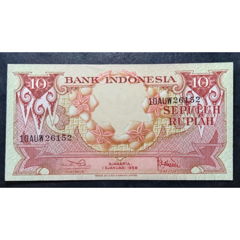 UANGKUNO 10 RUPIAH BUNGA THN 1959