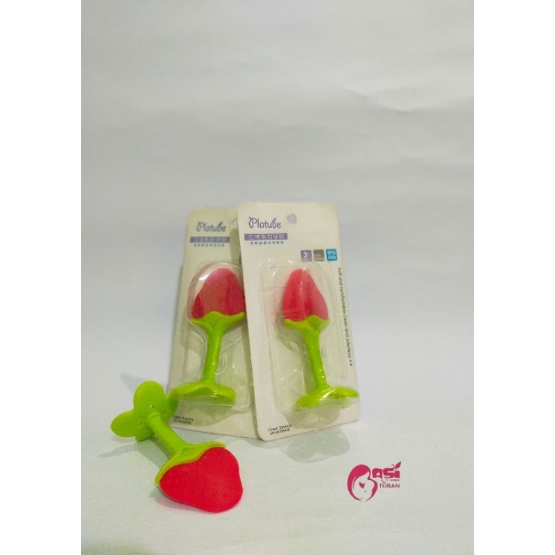 Gigitan bayi silikon aman digunakan bayi bentuk buah stroberi