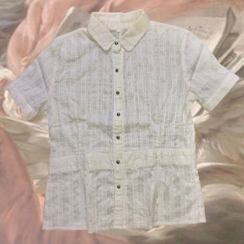 white bone shirt y2k vintage feminine cottage core