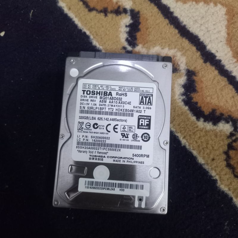 Hardisk HDD Latop PC merk Asli toshiba 250GB