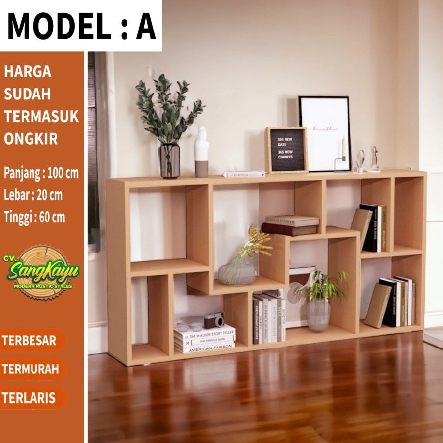 SangKayu Rak Buku Minimalis Modern Kayu Rak Serbaguna Rak Mainan