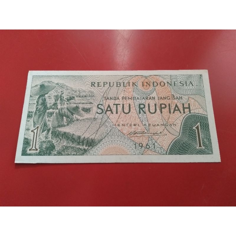 Uang Kertas Kuno 1 Rupiah Seri PERTANIAN Tahun 1961 / 1960 (Gress)