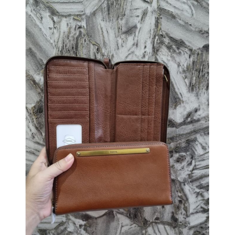 Dompet Wanita FossilOriginal Liza Zip Clutch Brown