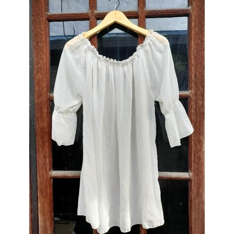 dress sifon putih wanita dress preloved balikpapan