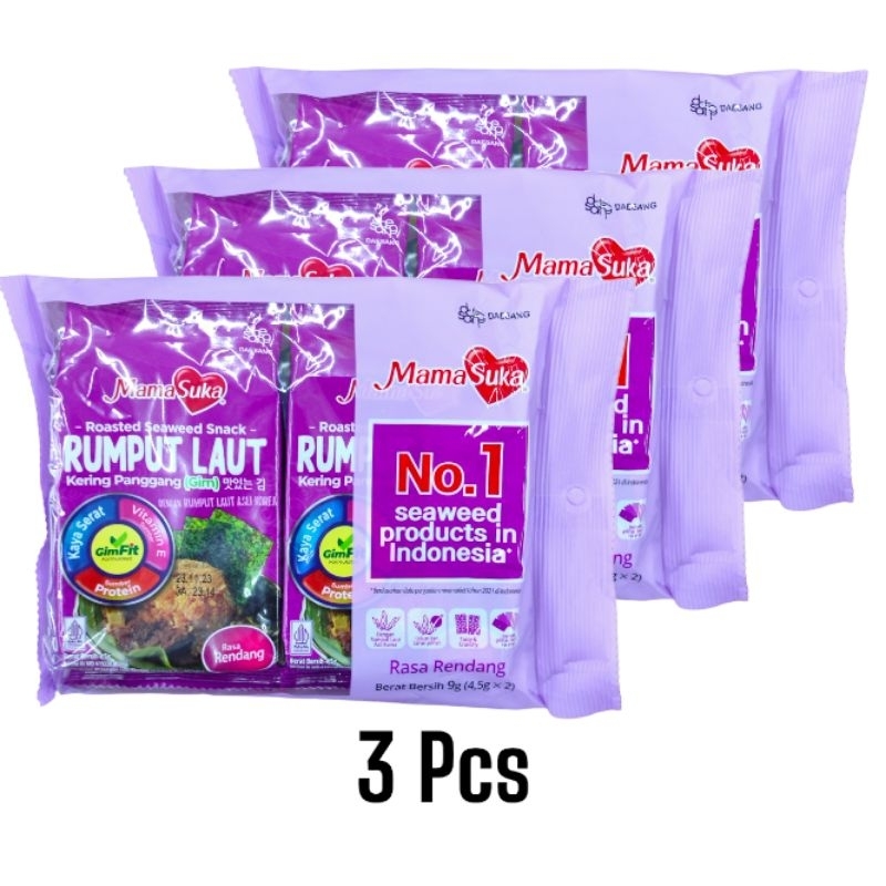 

MamaSuka Rumput Laut Rendang 2 × 4.5 gr ( 3 Pcs) | Rumput Laut | Mama Suka Rumput Laut | Rumput Laut Halal