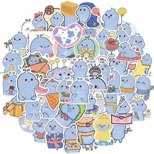 

[ , ] 3pcs Stiker Lucu Motif Kartun Paus Biru Kawaii untuk Laptop, Handphone