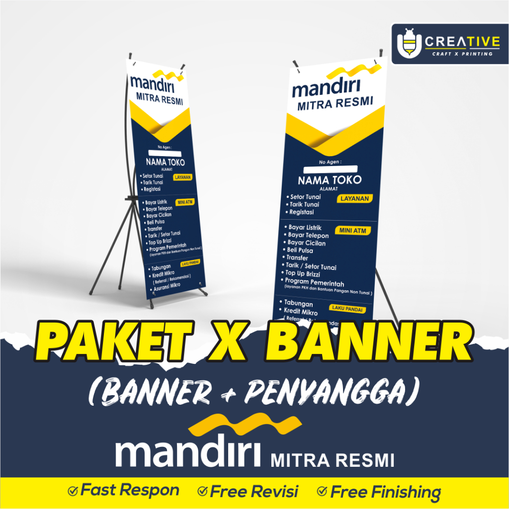 PAKET X-BANNER KOMPLIT (Banner & Standing) Mandiri Mitra Resmi Ukrn.60x160cm