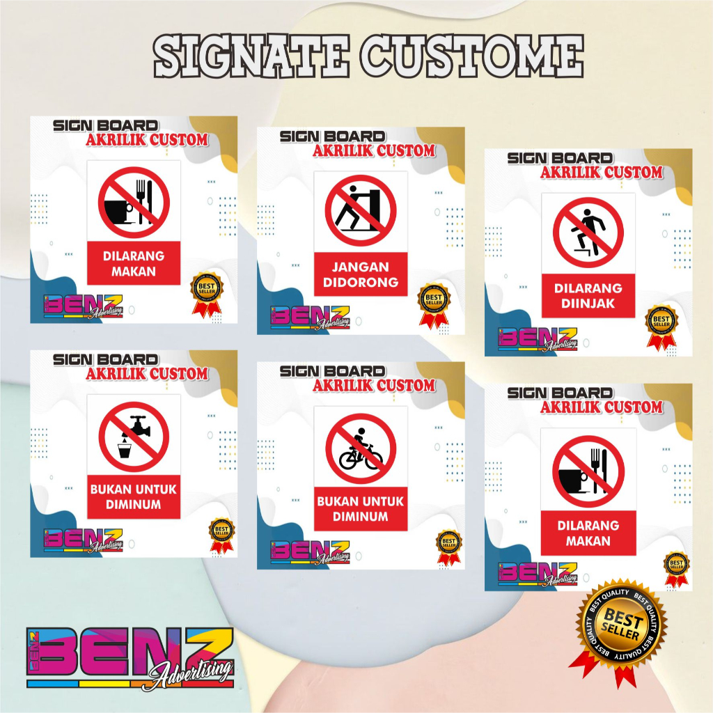 

SIGNAGE SIGNATE SIGNBOARD ACRYLIC CUSTOME WARNING TIPE A