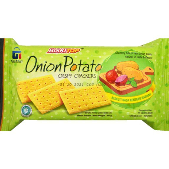 

BISKITOP ONION POTATO CRISPY CRACKERS/ BISKUIT RASA KENTANG BAWANG 50g