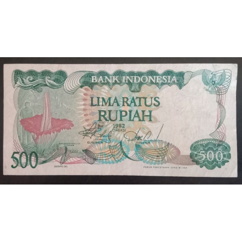UANGKUNO 500 RUPIAH BUNGA BANGKAI THN 1982