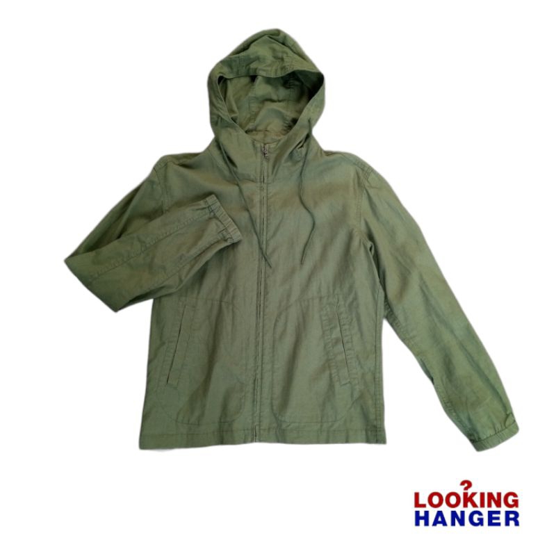 Jacket Casuals Pria Original UNIQLO Linen Zipper Hoodie Unisex - LH Stock