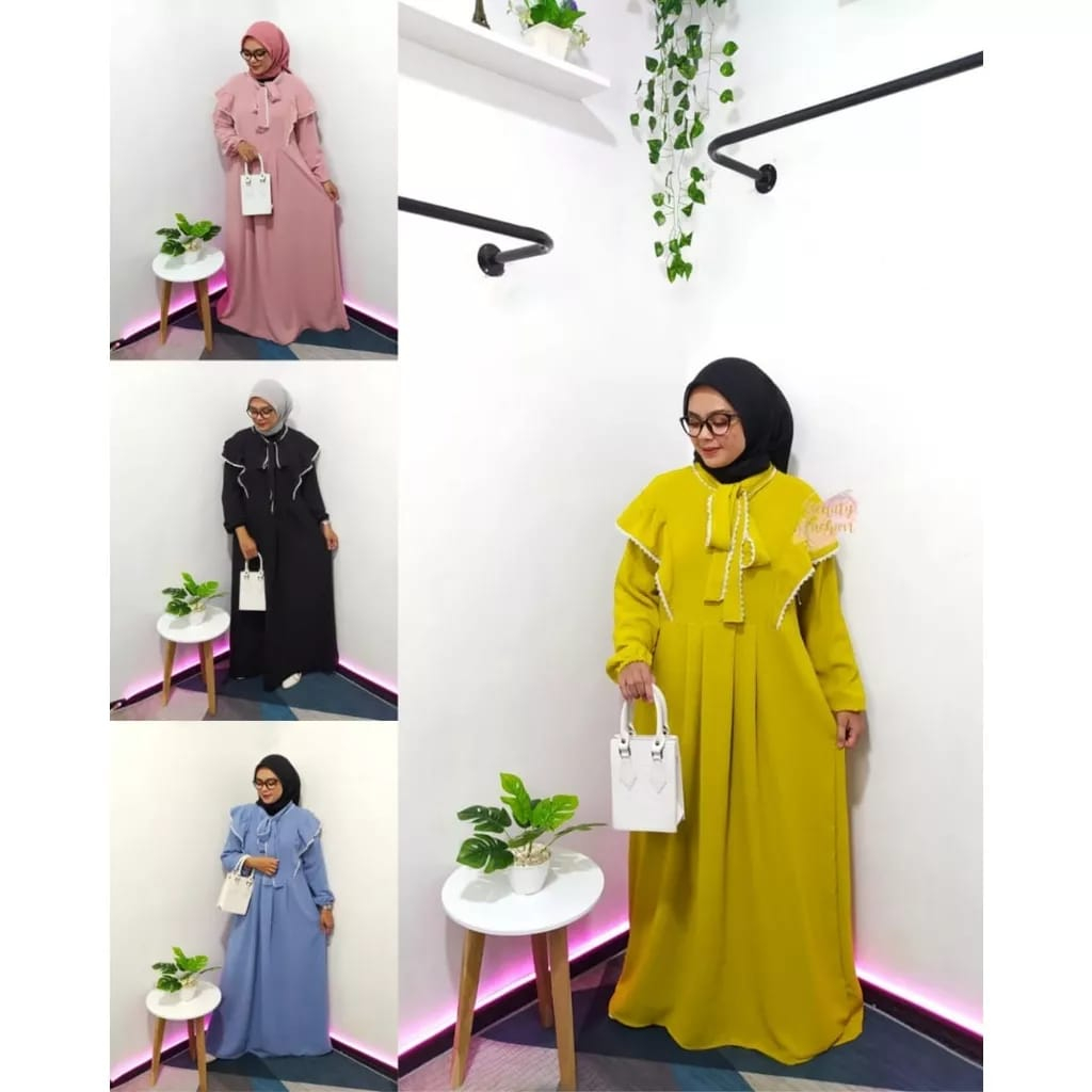 Gamis Dress Wanita MAURA MAXY DRESS Mat CRINKLE AIRFLOW Premium Gamis Wanita Terbaru Gamis Busui Cri