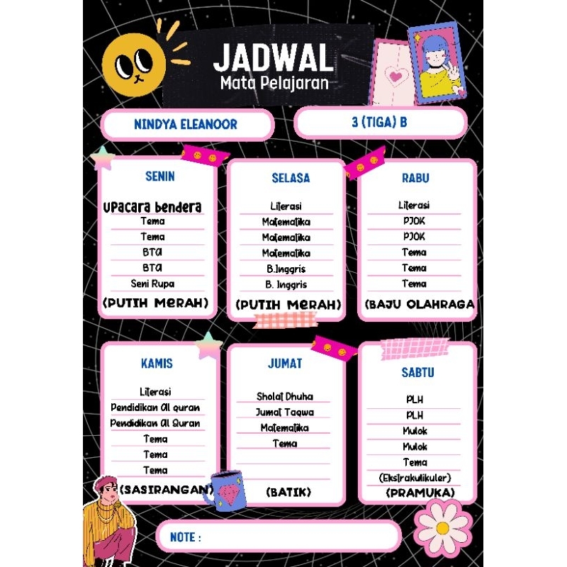 

Desain Jadwal Pelajaran Bisa custom