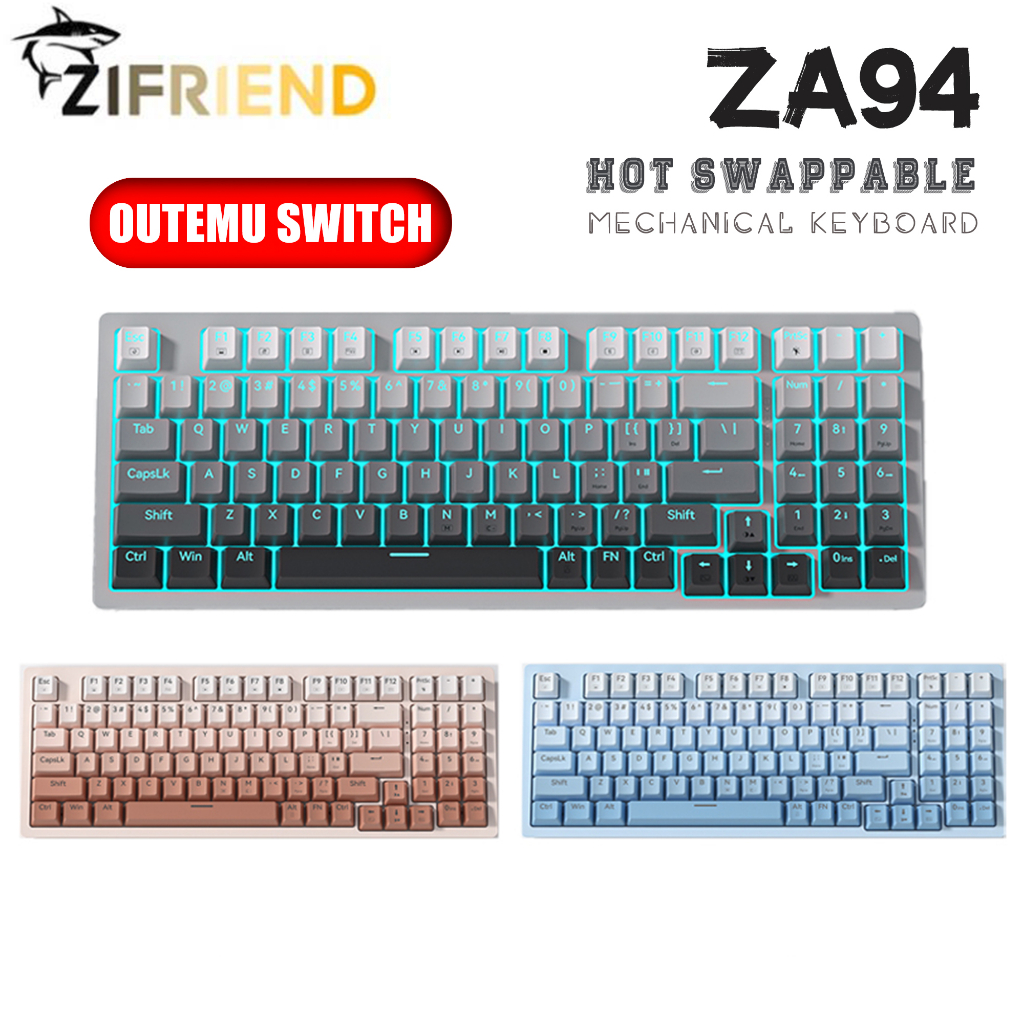 ZIFRIEND ZA94 Gradient Colors 3pin Mechanical Keyboard Pluggable Switch Blue Red Wired Original