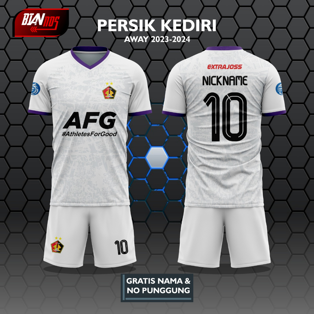 JERSEY BOLA PERSIK KEDIRI AWAY BRI LIGA 1 2023/2024 FULL PRINTING (GRATIS CUSTOM NAMA & NOMOR PUNGGU