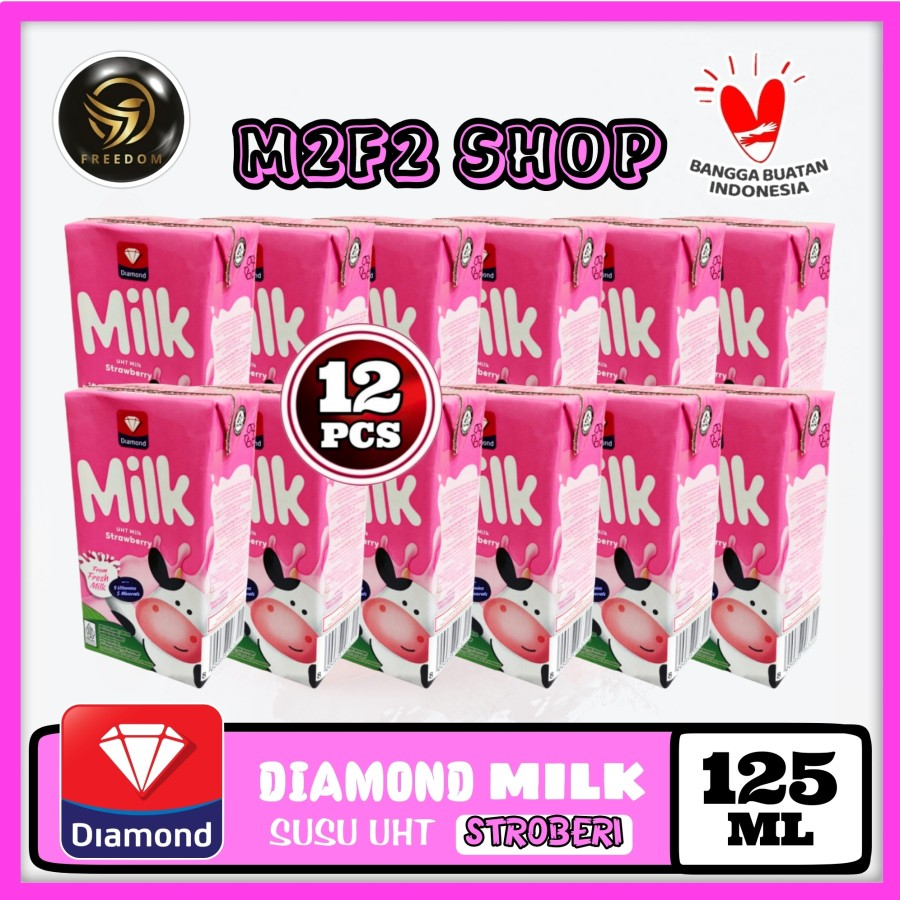 

DIAMOND MIlk Susu Kotak UHT Strawberry | Stroberi - 125 ml (Kemasan 12 Pcs)