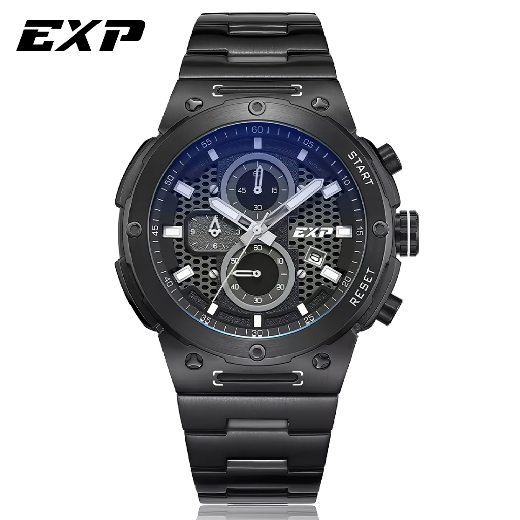 Expedition EXP 6837 MCBIGBA - Jam Tangan Chronograph Pria - Black - Stainless Steel