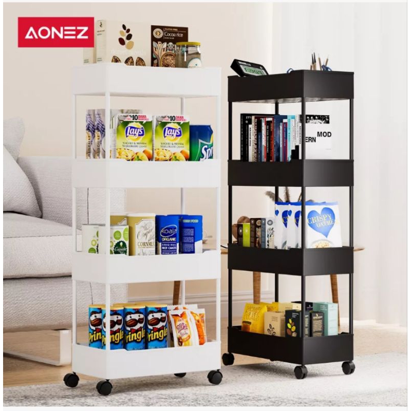 Rak Susun Serbaguna square Ada Roda / Rak Dapur / Rak Kosmetik / Rak 4 Susun Serbaguna Ada Roda / Ra