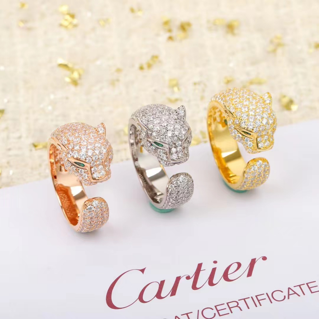 Cartier Leopard Head Full Diamond Ring