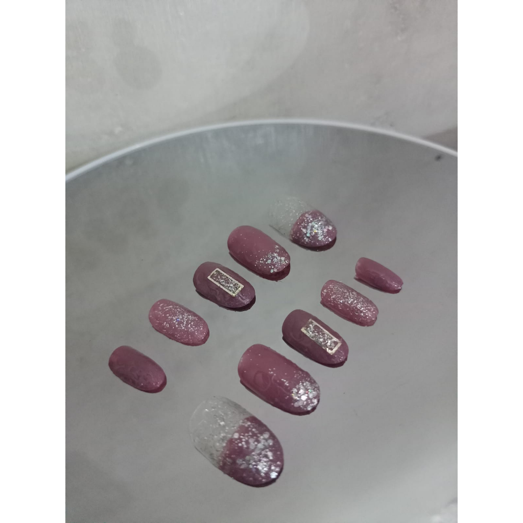 [14 Pcs/Set] Lilac Purple Fake Nails / Kuku Palsu Lilac Ungu / Frost Lilac Fakenails / Press on Nail
