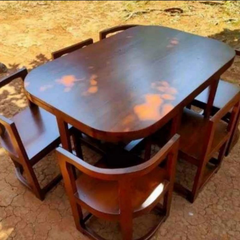 Meja Makan Oval Kayu Jati - Set Kursi Makan Minimalis Jati