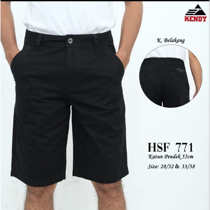 CELANA PENDEK KENDY HITAM POLOS PINGGANG KANCING