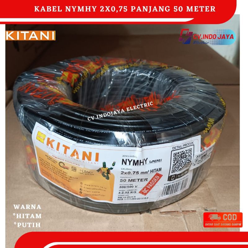 Jlelectro Kabel Listrik Nymhy 2X0,75 Kitani 50 Meter Kabel Listrik Serabut Kabel Sound System Kabel